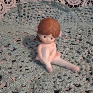Charming Ceramic Ballerina Figurine in Brown and Pink